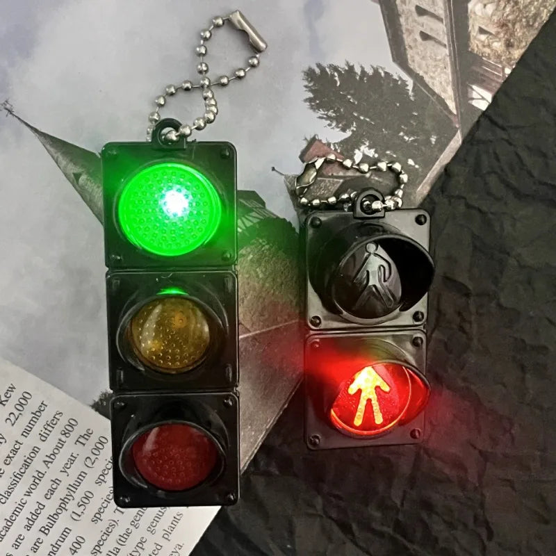 New Signal Traffic Light Keyring LED Pedestrian Safety Light Keychains Pendant Key Ring for Backpack Key Drivers Car Accessories