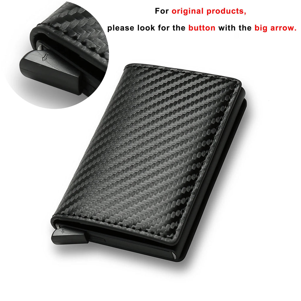 Carbon Fiber Credit Card Holder Wallets Men Brand Rfid Black Magic Trifold Leather Slim Mini Wallet Small Money Bag Male Purses
