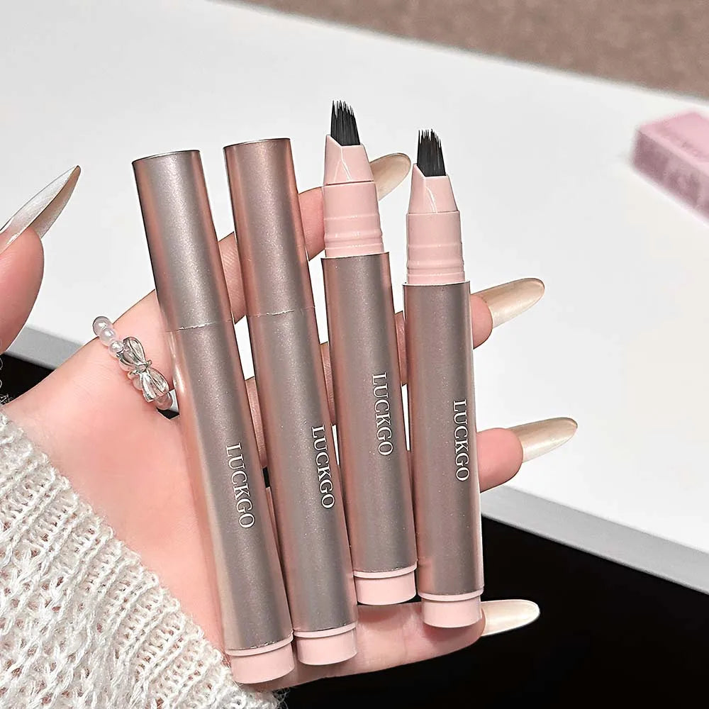 Natural Hair-Like Stroke Liquid Eyebrow & Hairline Pen Multi Forks Outline Wild Eyebrow Easy To Wear Waterproof Makeup Pen