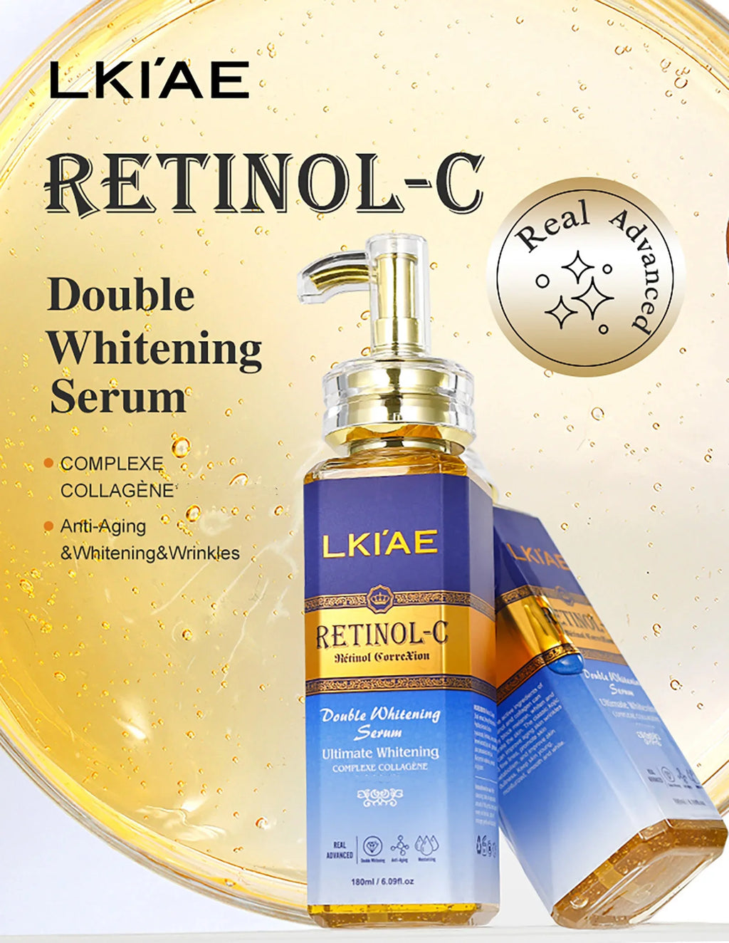 LKIAE Advanced Retinol Double Whitening Skin Care Set, Deeply Moisturizing, Clean Skin, Reduce Wrinkles, Stains, Dark Spots