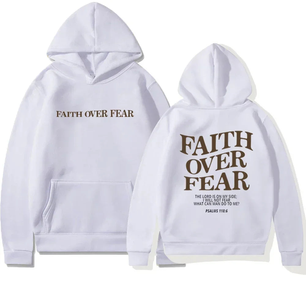 Faith Overcomes Fear Christian Hoodie - Fleece Pullover Sweatshirt