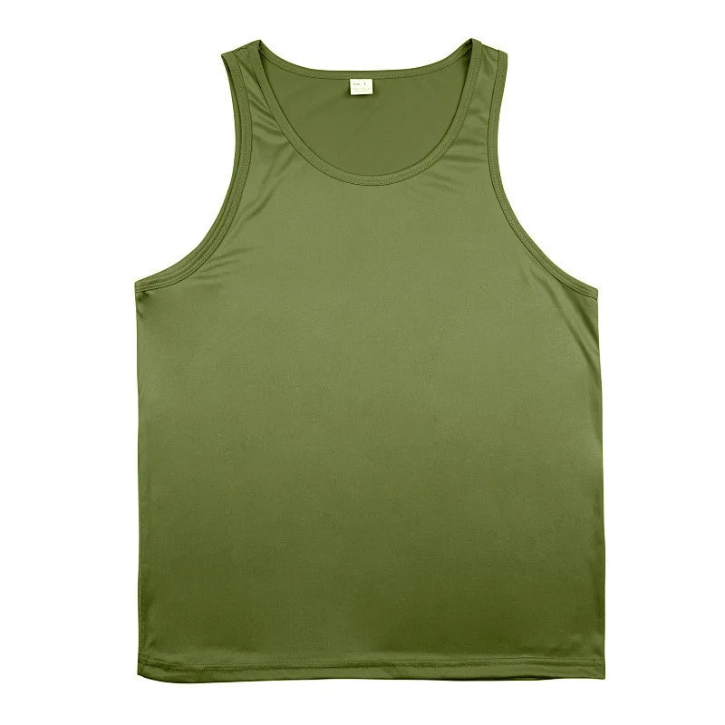 Men's Gym Sports Tank Top Muscle Aesthetic Dry Fast Workwear Polyester Fiber Summer Sport Fit Style Solid Color round Neck