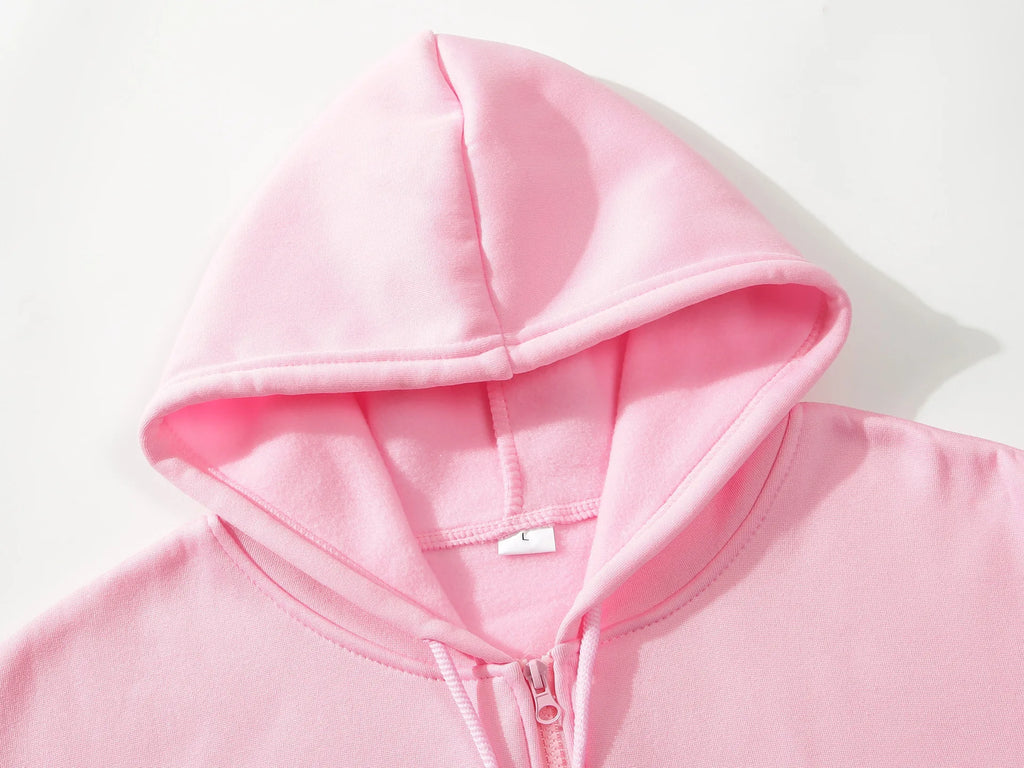 2026 Trendy Fashion Sportswear Coat Front Pocket Warm Zipper Jacket Men's and Women's Autumn/Winter Solid Color Open Hoodie