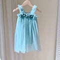 Kids Sweet Mesh Dress 1-6T Summer Children Mesh Tulle Princess Slip Tutu Dresses Girls 6 Colors 3D Flower Mermaid Birthday Dress