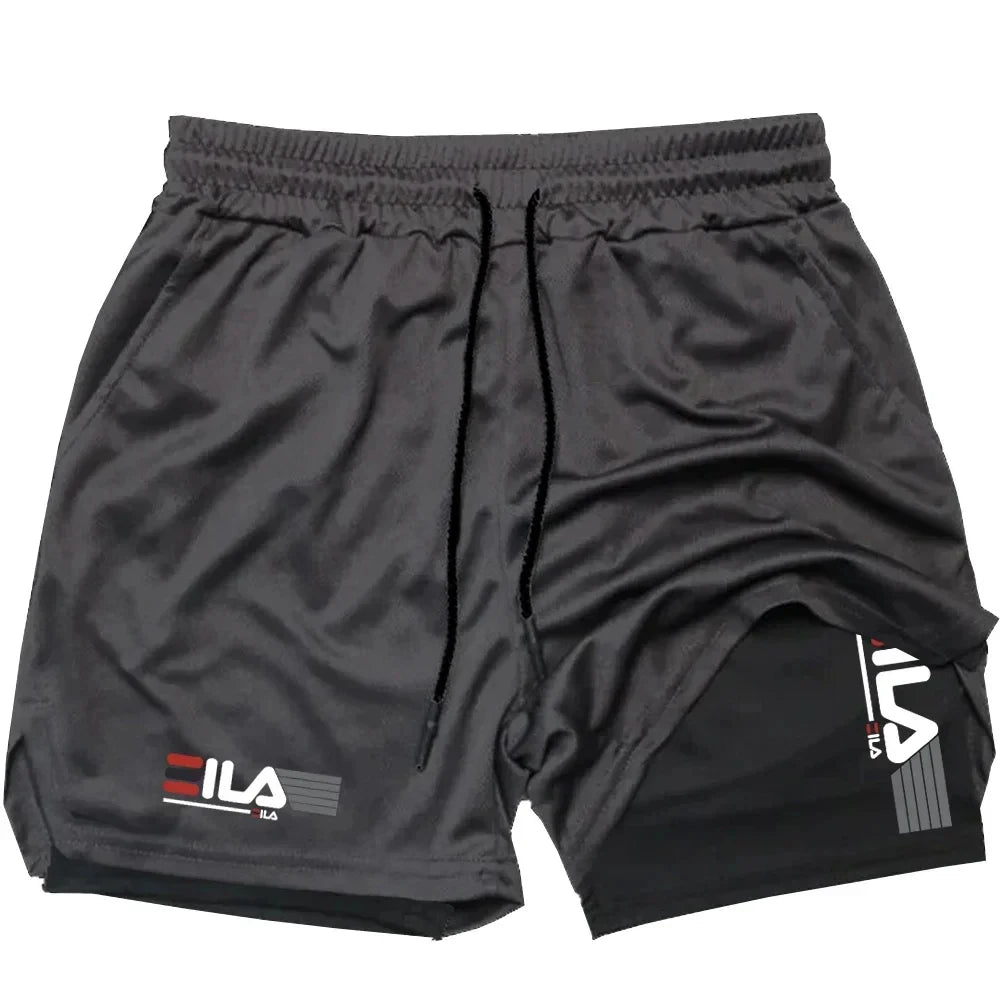 Men'S Two-In-One Sports Shorts Breathable Casual Quick-Drying Double-Layer Shorts Summer Running Sportswear Bottoms M-3Xl