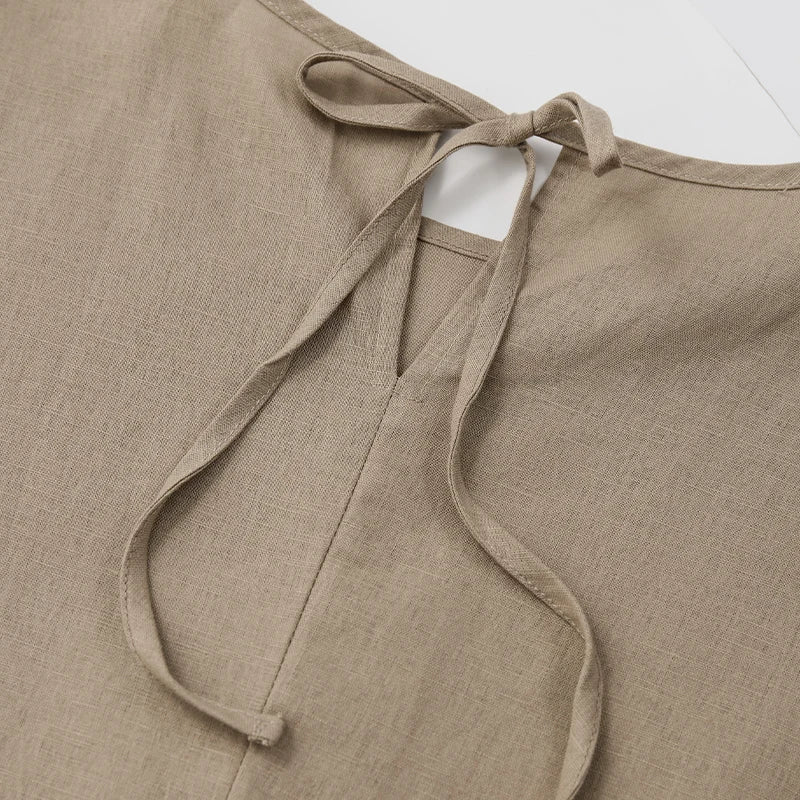 Cotton Linen Dresses For Women 2026 Casualshort Sleeve Back Bandage Harajuku Long Dresse Ladies Dresses Summer Sale Vestidos