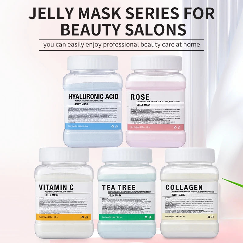 Rose/Hyaluronic Acid/Collagen Jelly Face Mask Powder-Moisturizing, Improving and Hydrating Facial Skin Care-Natural Gel Peel Off
