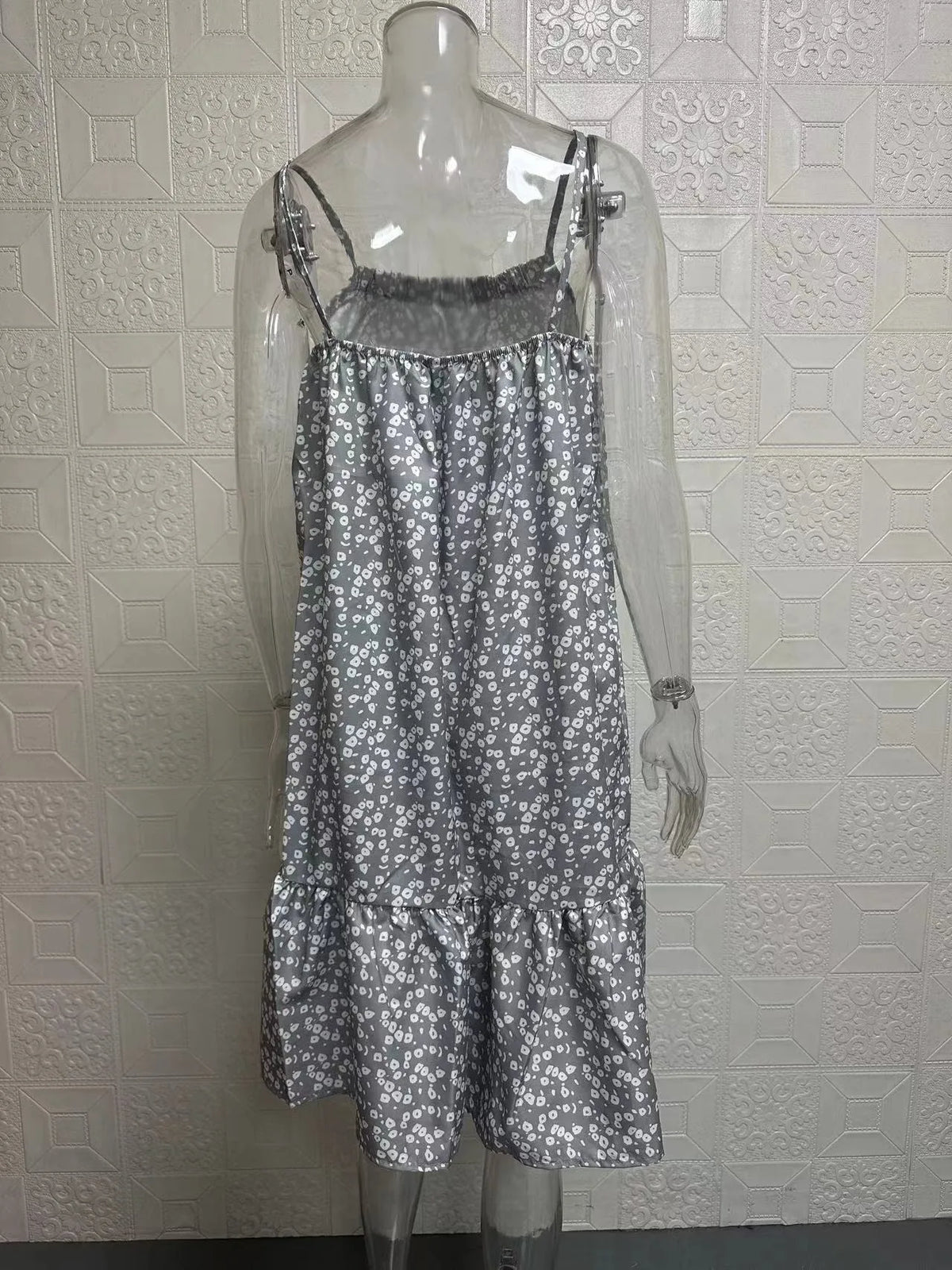 Summer 2026 New Wish Countryside Style Maxi Dress with Strapless Vest Floral Print Loose Waist Polyester Material Girls Skirt