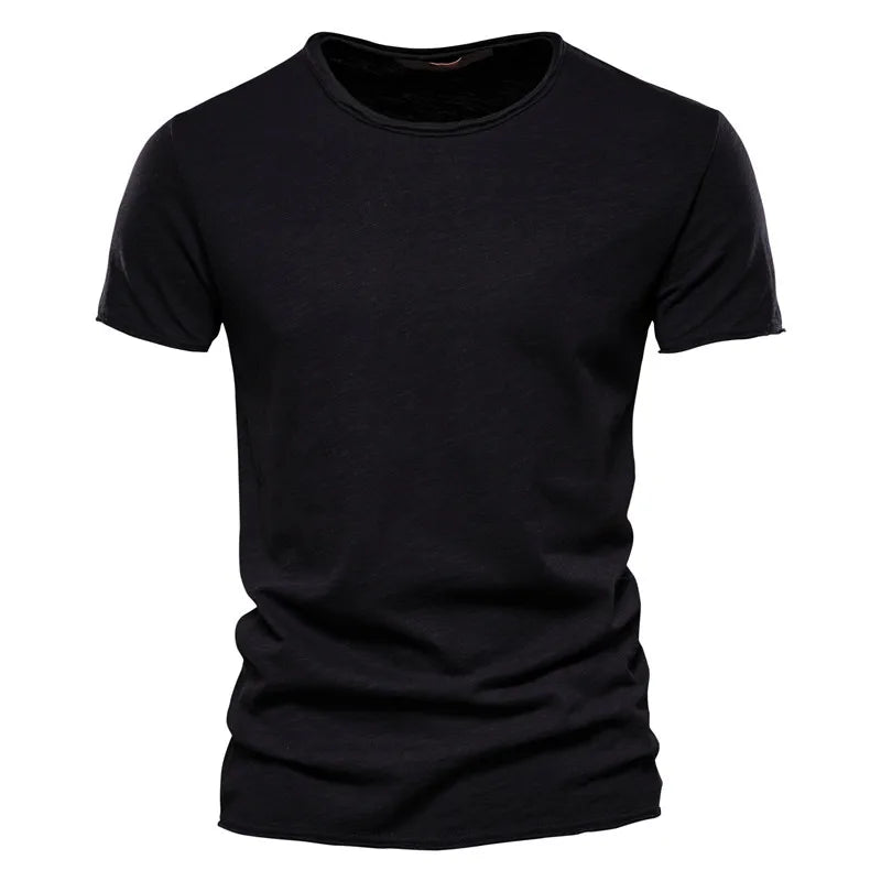Aiopeson 100% Algodón Hombre Cuello V Camiseta Ajustada de Confort Premium Casual