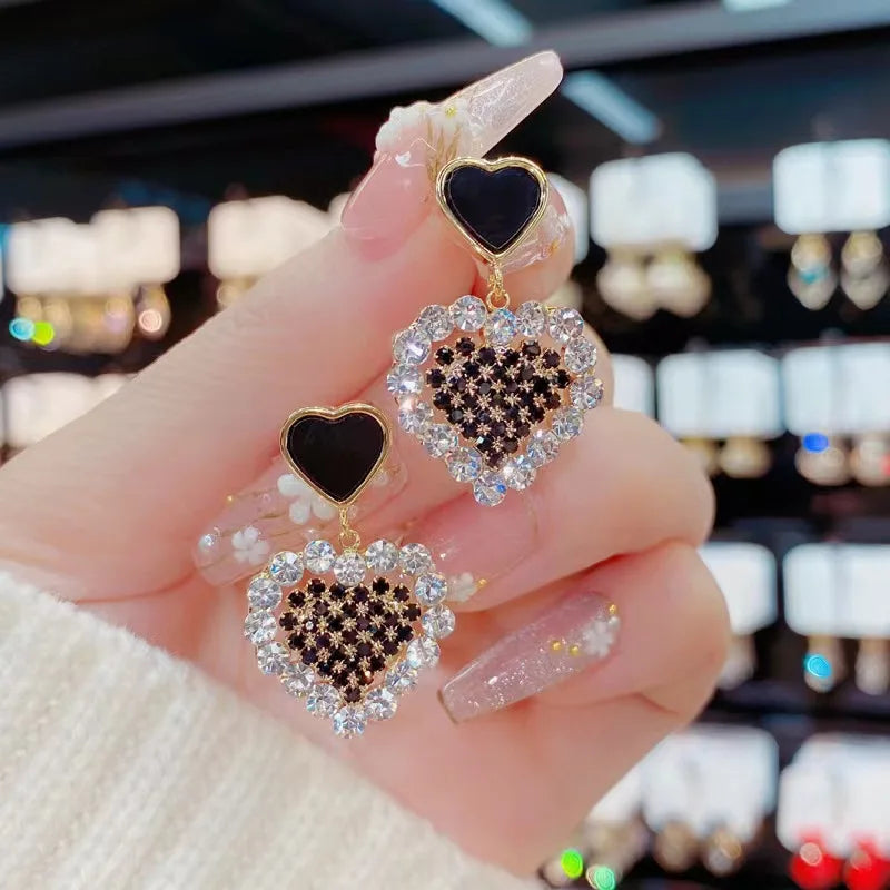 Pendientes Colgantes Para Mujer Flor Blanca Corazón Cristal Lazo Perla Largos Geométricos Joyería de Declaración