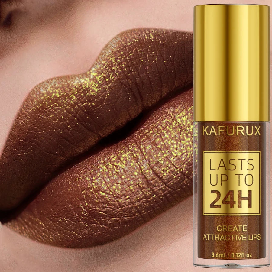 Kafurux Glitter Metallic Lip Gloss - Waterproof Long-Lasting Lip Tint