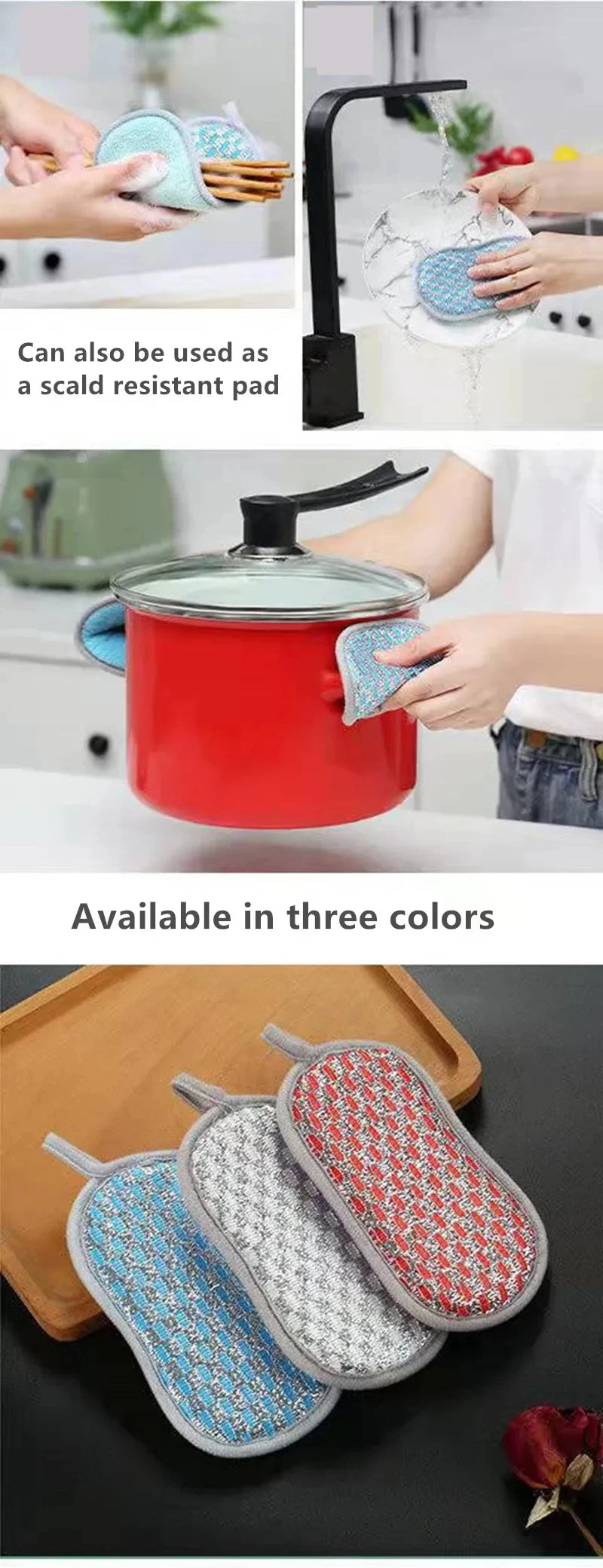 Esponja de limpieza de cocina, esponja de doble cara, estropajos para lavar platos, estropajo, paño de cocina, herramientas de limpieza de cocina