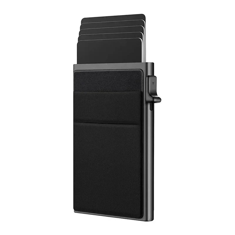 Rfid Anti Blocking Smart ID Bank Credit Card Holder Wallet Metal Thin Slim Men Women Pop Up Minimalist Metal Cardholder Case