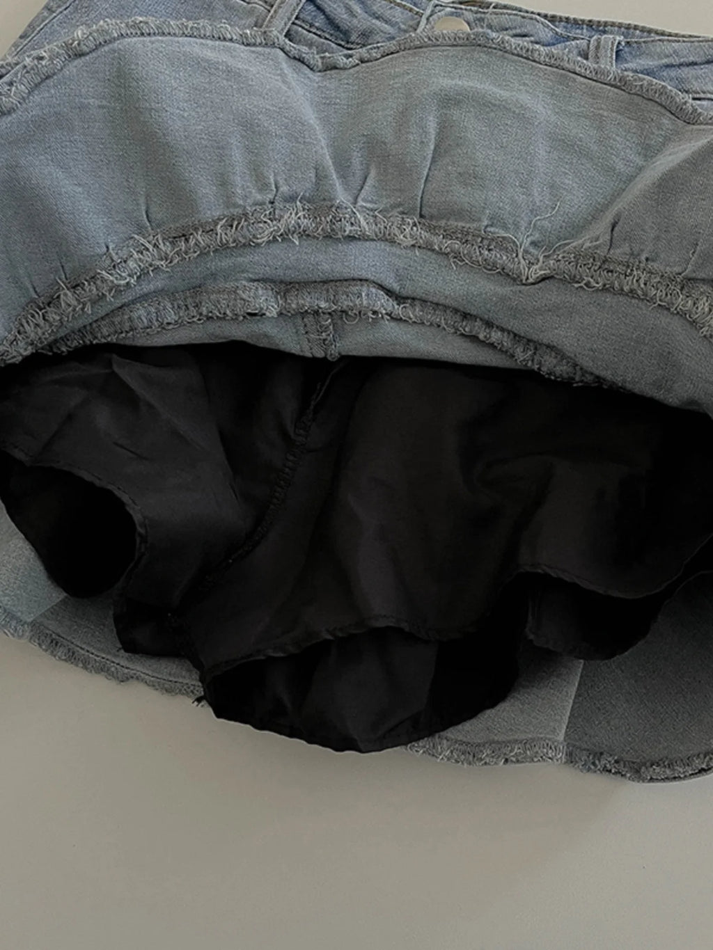 Personalized Asymmetrical Pleated Blue Denim Skirt High Waist Lining A-line Short Skirt Summer Fashion Hotsweet Women's Clothing
