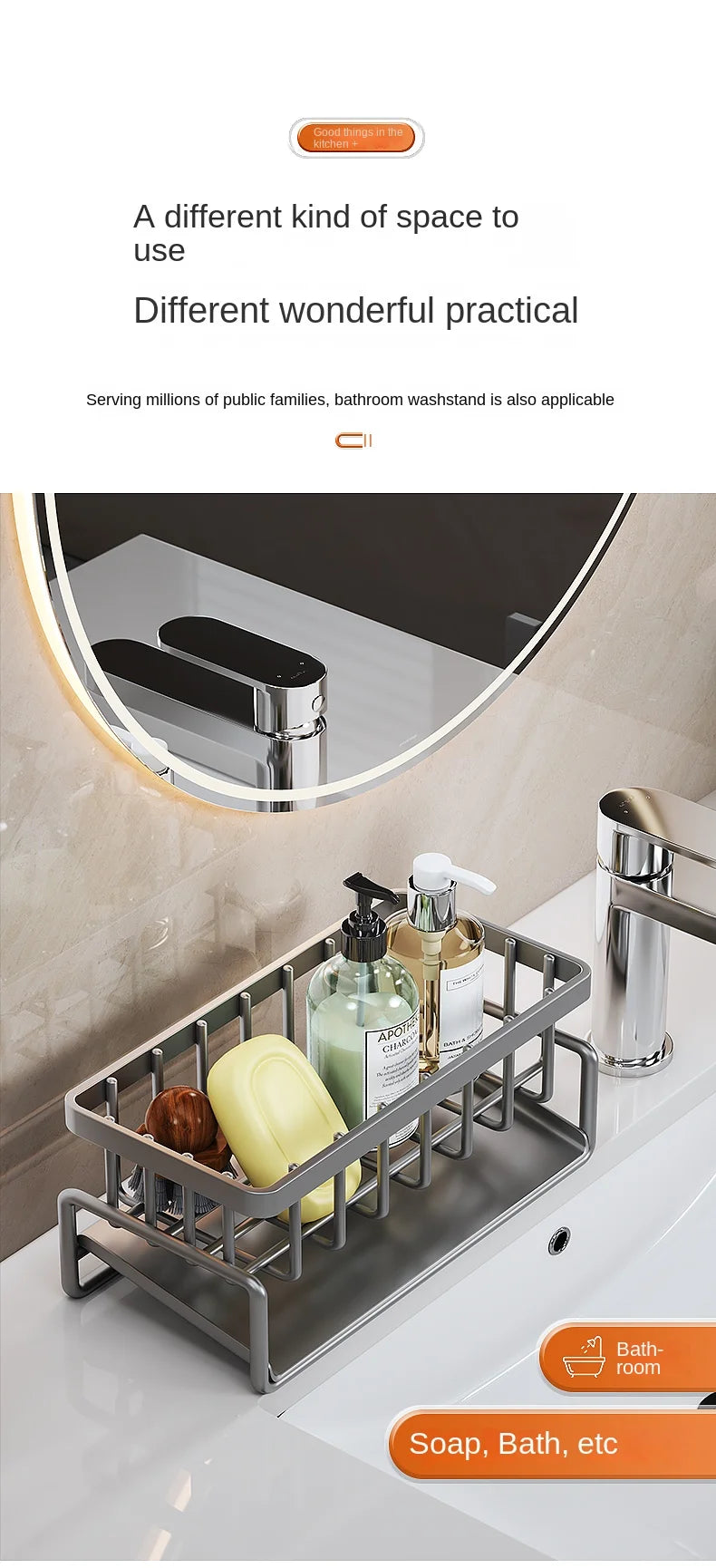 Estante de acero inoxidable para cocina, escurridor de esponjas, escurridor de fregadero, artículos de lavado de platos, almacenamiento de paños de cocina, escurridor