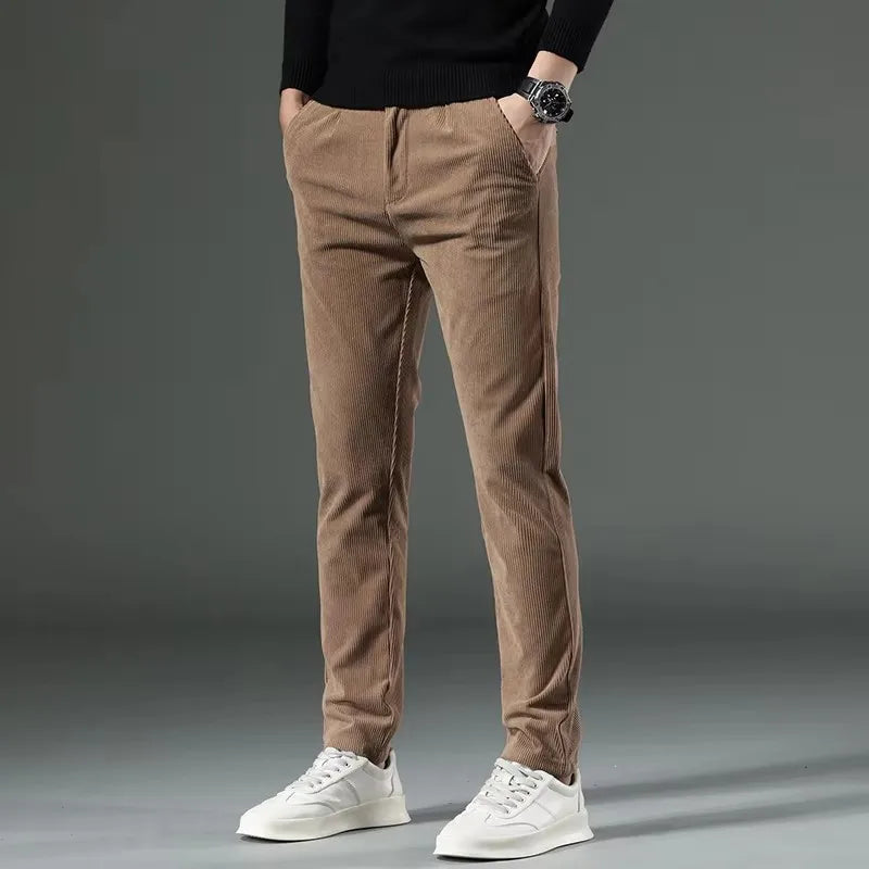 Autumn and Winter Men's Corduroy Trousers New Men's Clothing Stretch Slim Fit Casual Pants Fashion Mens Business Work Pants