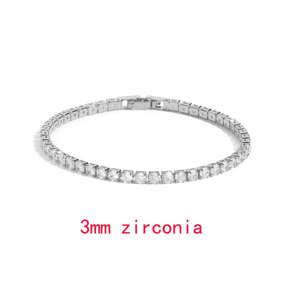 Iced Out Tennis Chain Necklaces Female Gold Color 18K Gold Plated Neck Chain For Women'S Fashion Jewelry Chocker 2024