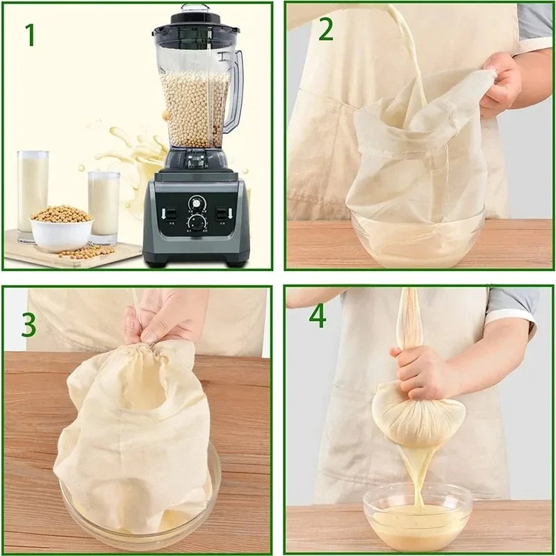 Bolsa para Leche Vegetal, Gadgets de Cocina para el Hogar, Escurridor de Platos, Utensilios de Cocina, Reutilizables, Sin Blanquear, Cosas Útiles para Cocina, Comedor, Bar, Herramientas de Filtro