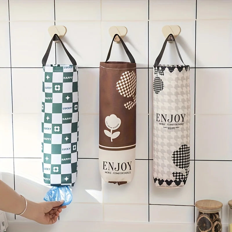 1 bolsa de almacenamiento de basura, artefacto de almacenamiento de cocina montado en la pared, bolsa colgante para almacenamiento de bolsas de plástico de basura, clasificación de artículos varios