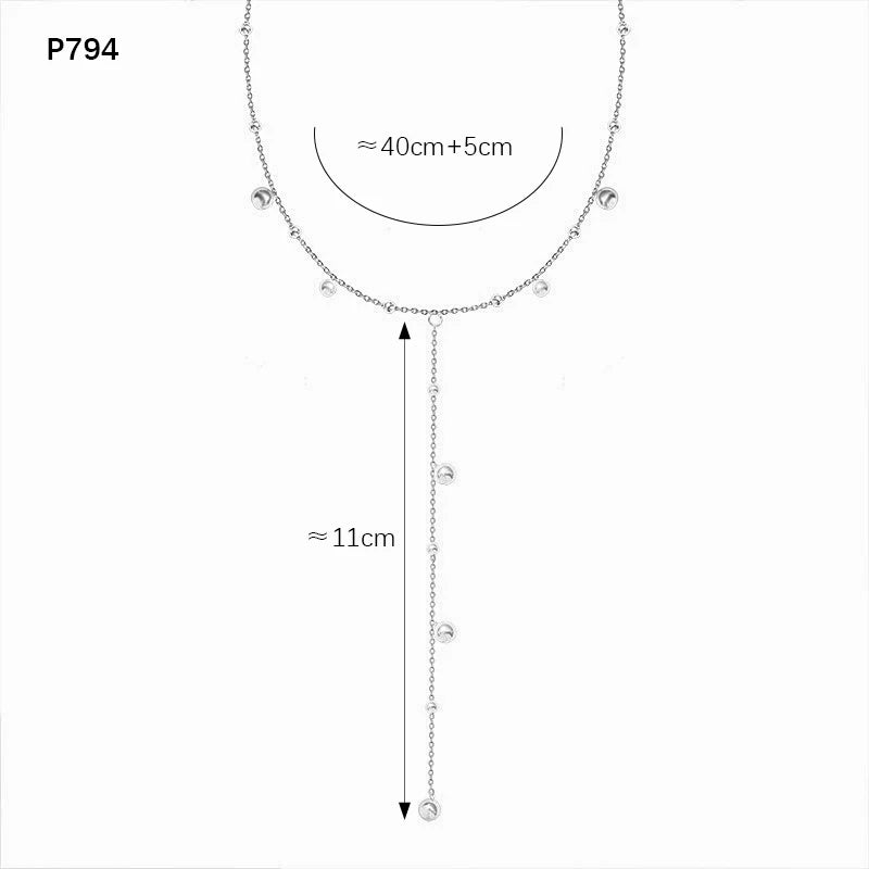 Multi Models Long Tassel Necklaces In Stainless Steel With 18K Gold Plated Waterproof Non Tarnish Chains Necklace For Women'S