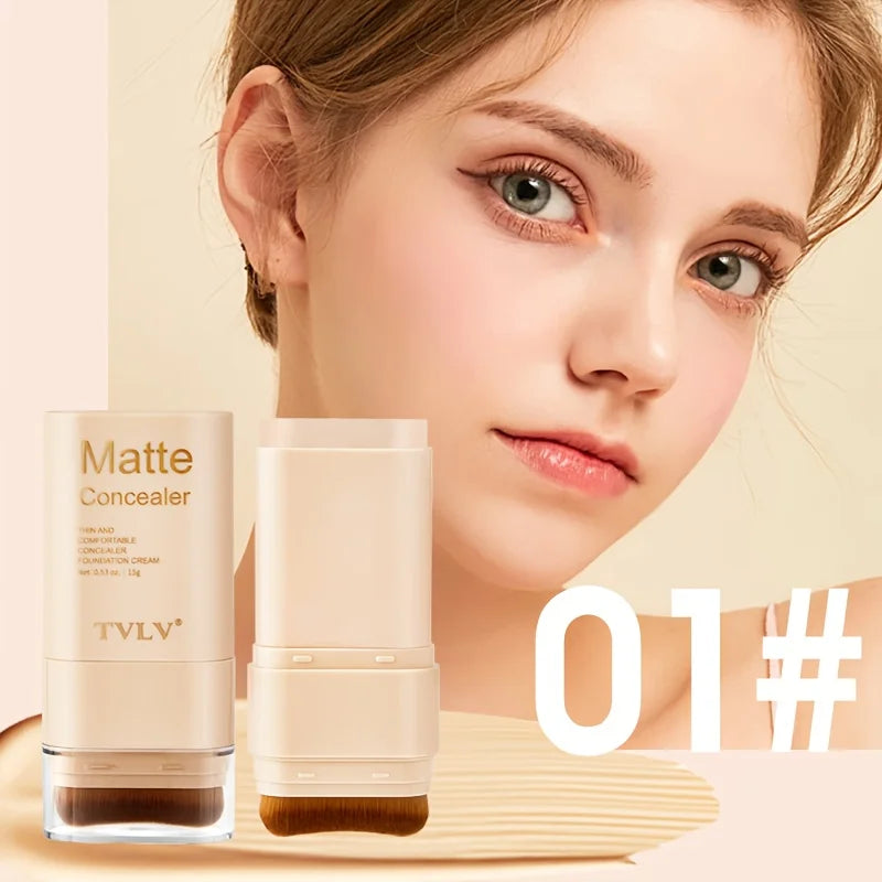 2-In-1 Concealer Eraser Dual-Head Foundation Stick With Brush For All Skin Tones Waterproof Non-Caking Nine Colors 15G