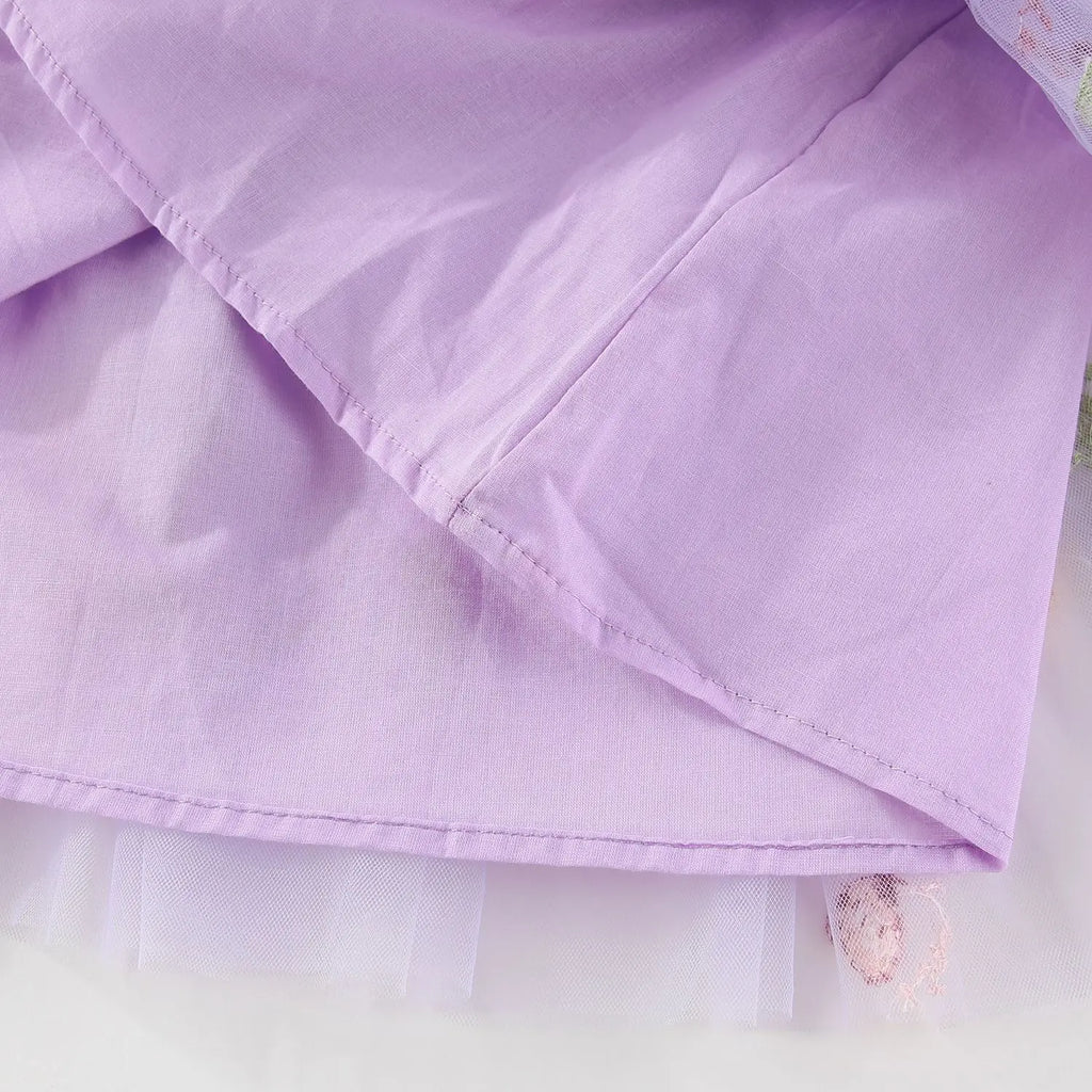 Summer Kids Clothes Girls Floral Embroidery Mesh Dress 1-5Y Children Spaghetti Strap Princess Tutu Dress Beach Wear