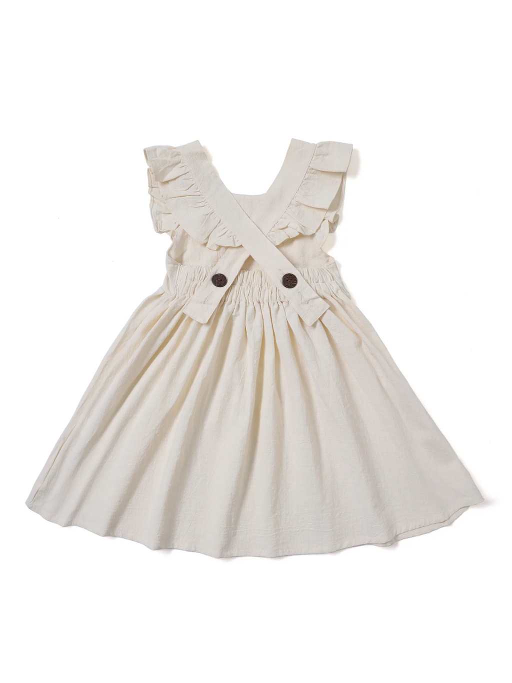 Casual Style Sleeveless Baby Girl Clothing Flying Sleeve Cotton and Linen Material Versatile Solid Color Princess Dress