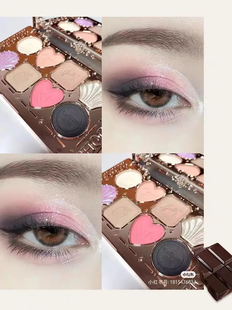 Flower Knows Eyeshadow Palette Cupid Chocolate Shop Swan Balllet Shimmer Matte Velvet Smooth &Highly Pigmented Long Lasting 10g