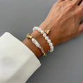 2Pcs/Set Elegant Imitation Pearl Bracelet For Women'S Bohemian Elastic Rope Chain Bracelet With Heart Pendant Jewelry
