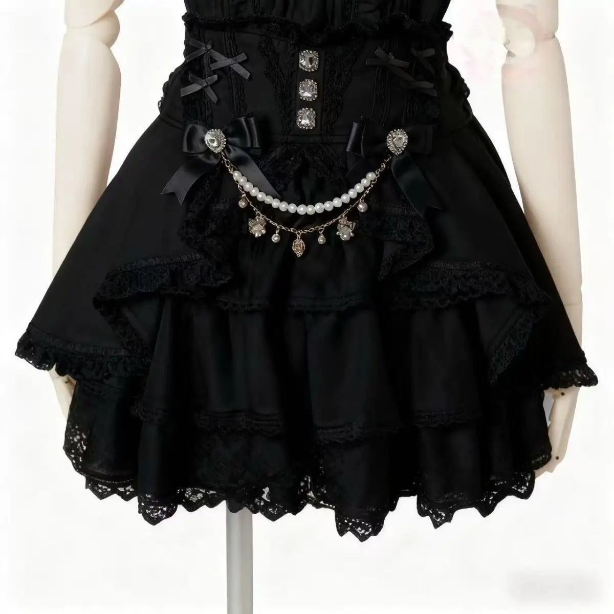 Japanese Lolita Y2k Lace Layered Skirt Women Anime High Waist Maid Style Chic Ruffle Cake Skirt Kawaii Harajuku Sweet Mini Skirt