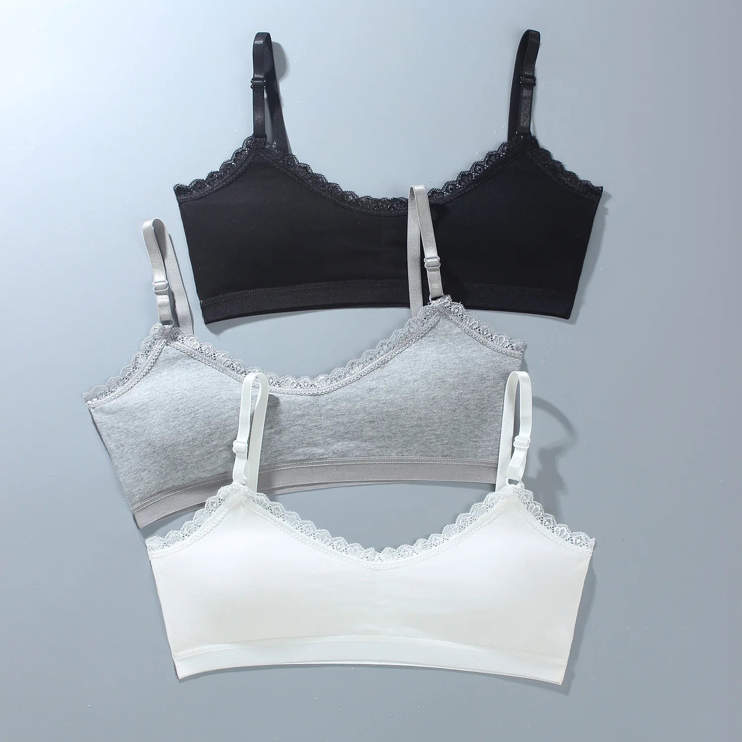 1/3PCS Girls Lace Bras Children Breathable Underwear Kids Tube Tops Soft Cotton-padded Teens Youth Girls Washable Bras Camisoles