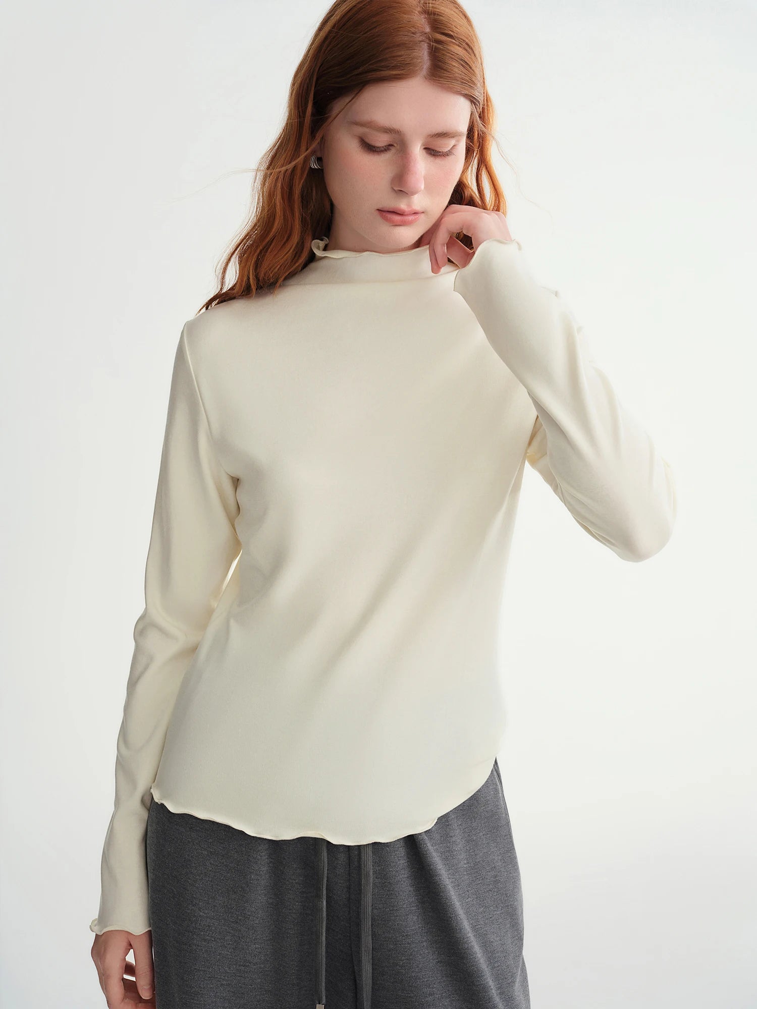 Dushu Self Heating Wool T Shirt For Women Warm Longline Pullover Soft Knit Thermal Top Curvy Fit
