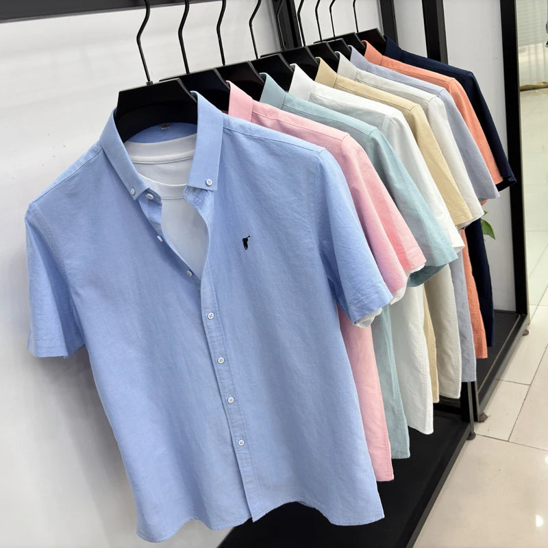 100% pure cotton short sleeve shirt summer new breathable men's T-shirt designer brand Paul Pony embroidery business casual top