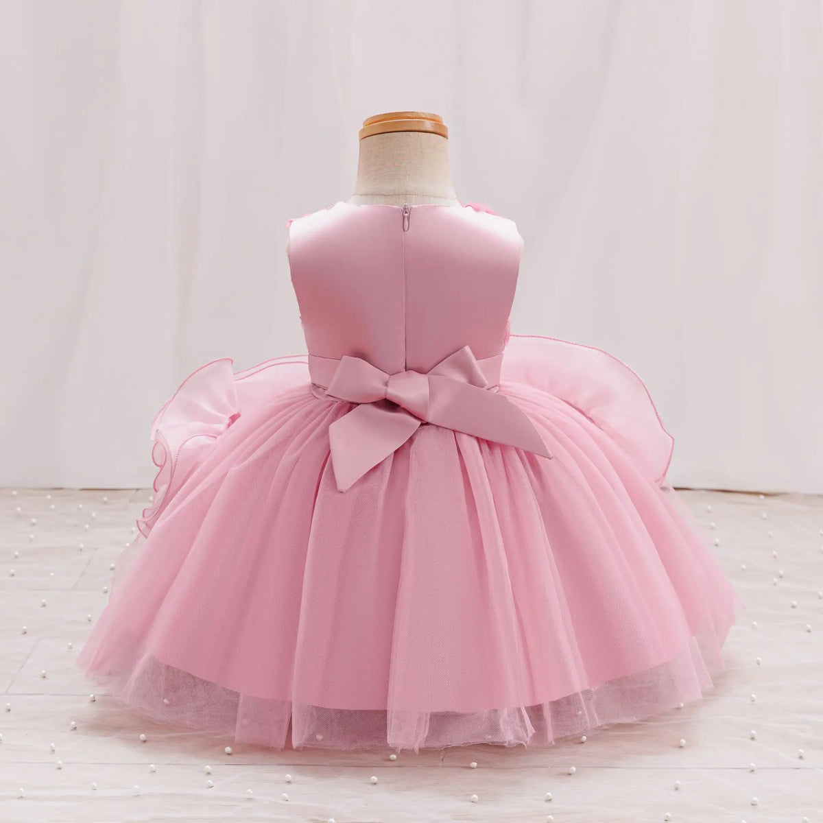 HETISO Girl Flower Dress Tutu Mesh Children's Wedding Ball Gowns Baby Suitable Sleeveless Party Wear