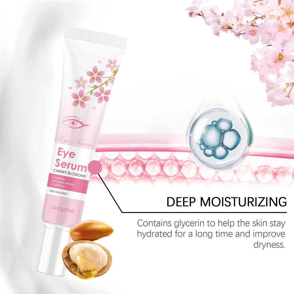 JAYSUING Sakura Eye Serum Anti Dark Circles Puffiness Eye Bag Wrinkle Remover Firming Moisturizing Brightening Eye Lifting Cream