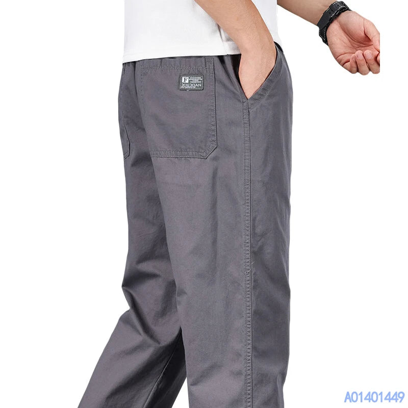 Plus Size Men's Cotton Jogger Pants Relaxed Fit With Elastic Drawstring Waist For Everyday Comfort