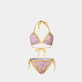 2026 New Artistic Bikini Set Women Halter Neck Two Piece Swimsuit Abstract Print Tie Side Beach Bathing Suit Swimwear Bikini