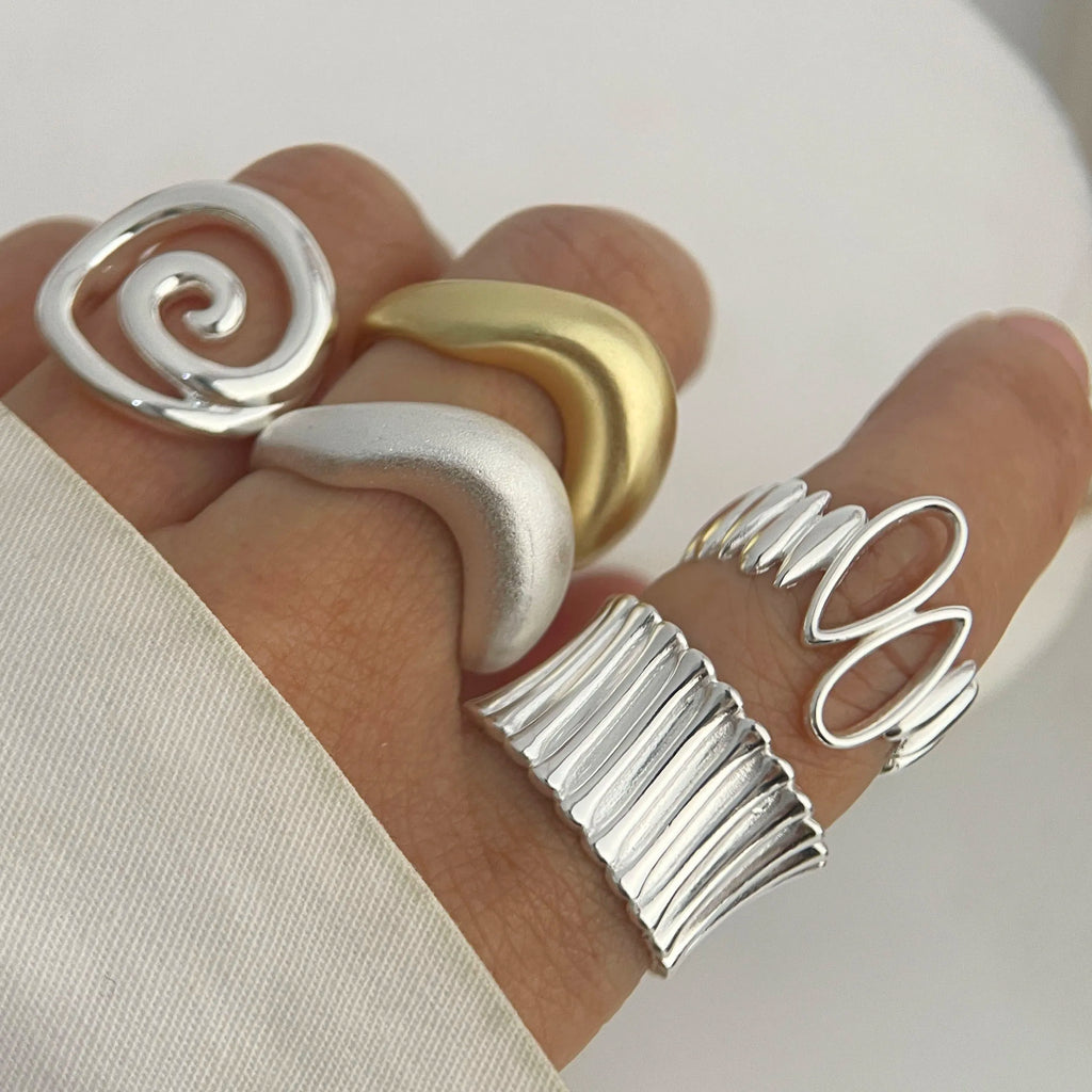925 Sterling Silver Rings For Women'S Couple Minimalist Handmade Round Line Ring Jewelry Prevent Allergy