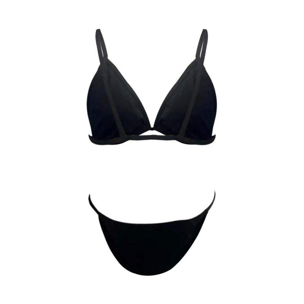 Womens Fashionable Minimalist Bikini Set Women'S Beach Triangle Swimwear Two Piece Womens Solid Color Casual Bikini Set New
