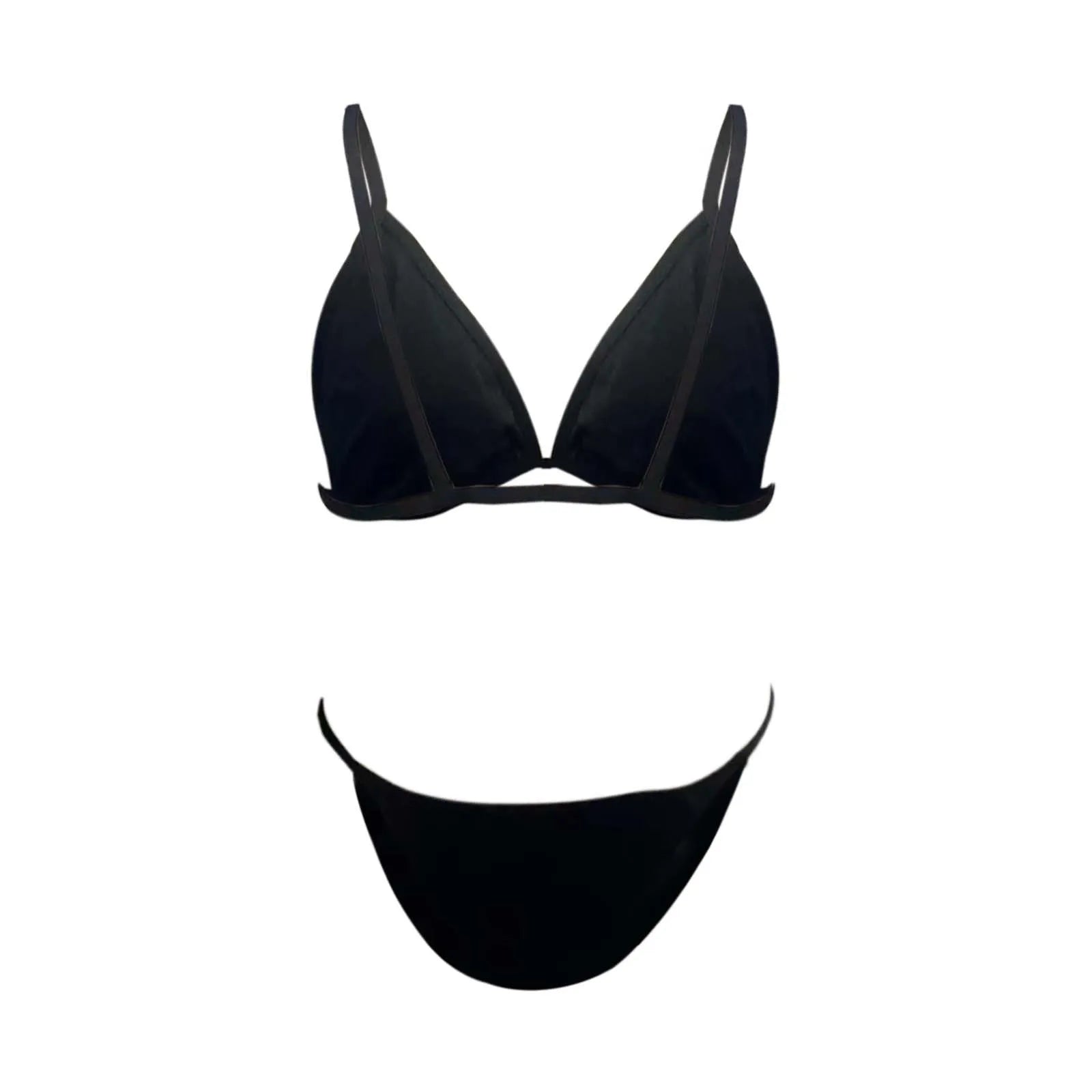 Womens Fashionable Minimalist Bikini Set Women'S Beach Triangle Swimwear Two Piece Womens Solid Color Casual Bikini Set New
