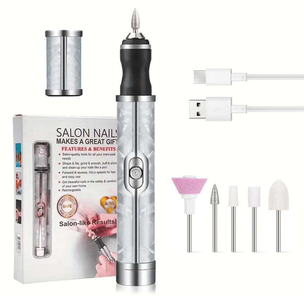 LINMANDA Rechargeable Electric Nail Grinder Nail Polishing Machine Portable Mini Electric Driil Pedicure Kit for Home Salon