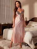 Women's Sleeveless V Neck Summer Dress Lace Trim Slip Dress Elegant Sexy Ladies Lounge Wear Sleepwear Fashion Dress