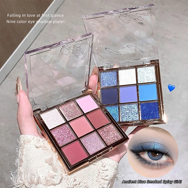 Luminous Illusion 9 Color Eyeshadow Palette,Multi-purpose Matte & Glitter Eyeshadow,High Pigment Long Lasting Eye Shadow Makeup