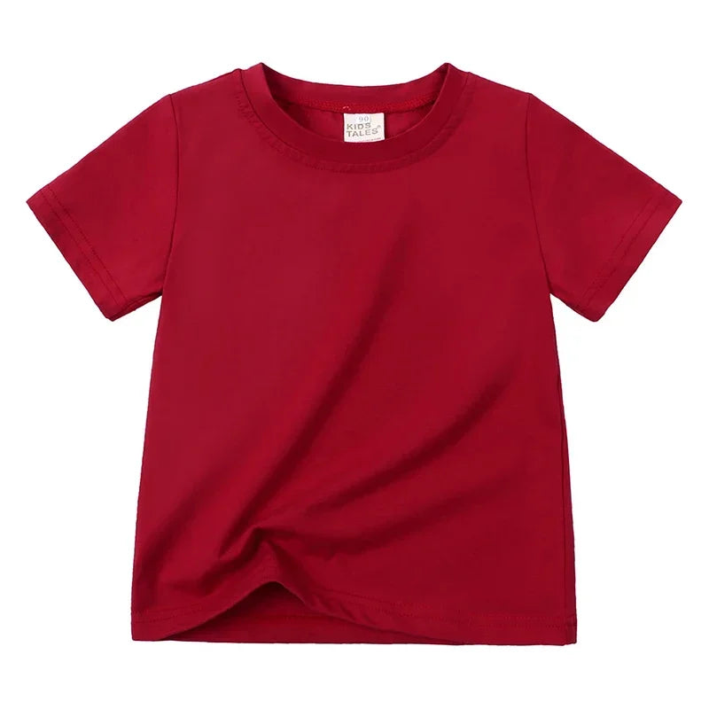 Kids Summer Cotton T Shirt Breathable Solid Tee For Boys And Girls 12M To 9T Lightweight Everyday Casual Shirt