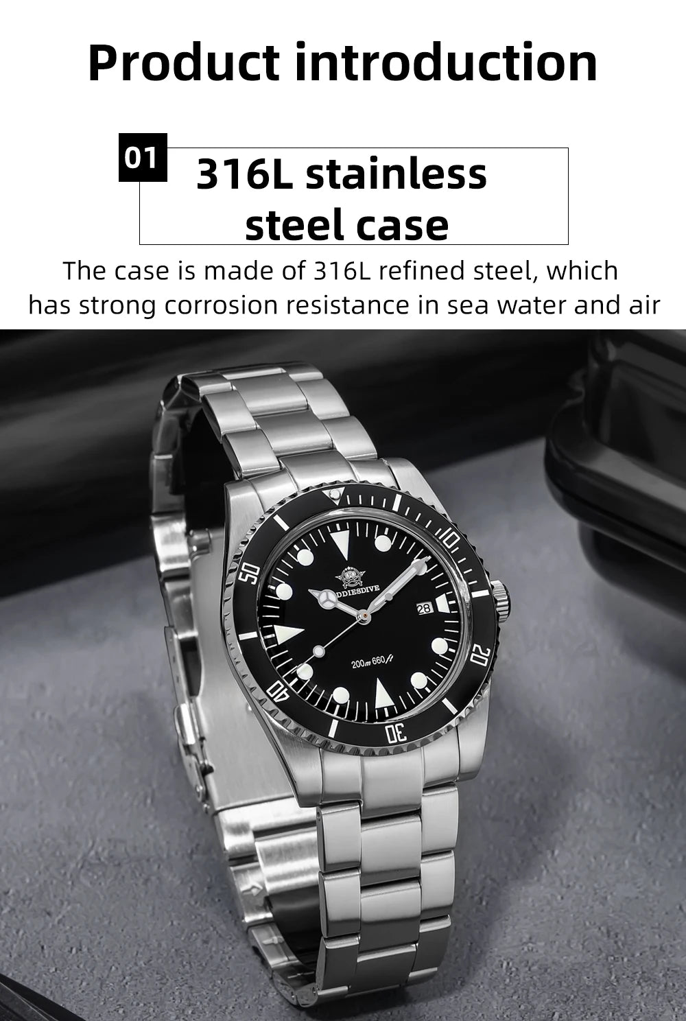 ADDIESDIVE Men's Diving Watch Stainless Steel Ceramic Bezel Quartz Watch Men's BGW9 Luminous 200m Waterproof  Men's Watch