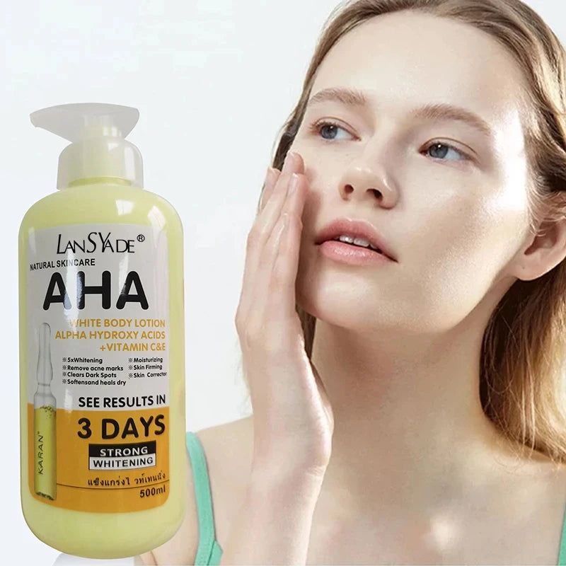 500Ml Whitening Body Cream Aha Hydroxy Acids Vitamin C&E Moisturizing Lightening Body Lotion Remove Acne Marks Skin Care