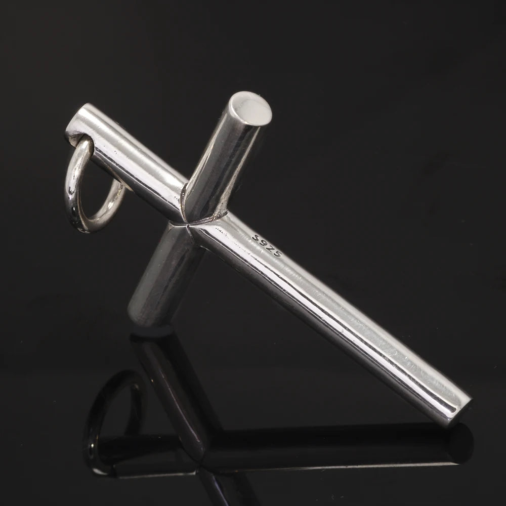 Real Solid 925 Sterling Silver Cross Pendant For Men And Women'S Smooth High Polishing Design Jesus Christ Jewelry