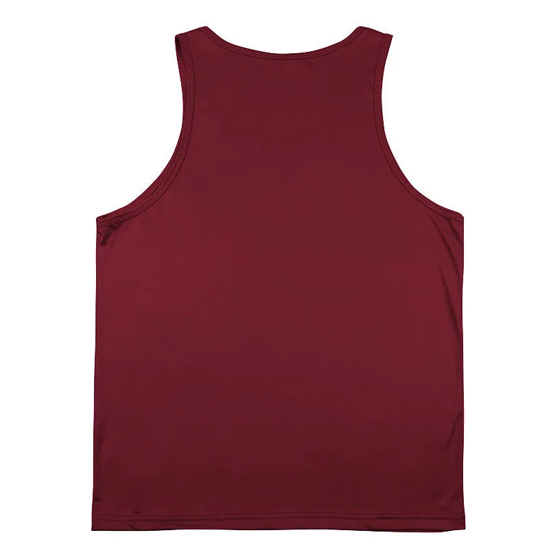 Men's Gym Sports Tank Top Muscle Aesthetic Dry Fast Workwear Polyester Fiber Summer Sport Fit Style Solid Color round Neck