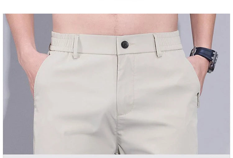 Spring Summer Thin Mens Pants Straight Business Casual Pants Ice Silk Quick Dry Breathable Korean Trousers Fashion Men Clothing
