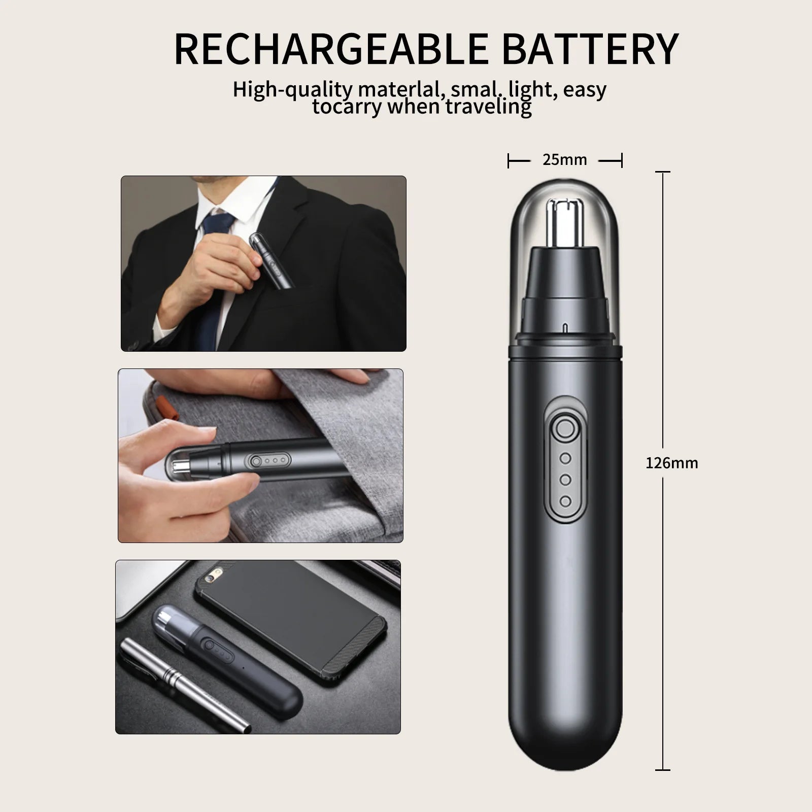 Mini Pocket Nose Hair Trimmer Painless Clipper Nose Ears Hair Eyebrow Waterproof Portable Trimmer For Men Women